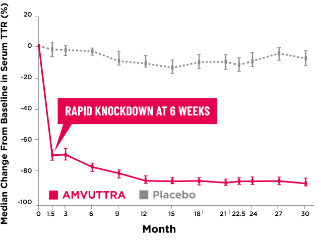 Chart showing the median TTR trough reduction at 30 months